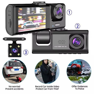 Yeni HD arxa görüntülü, 3 linzalı, mobil telefon bağlantılı avtomobil videoregistratoru