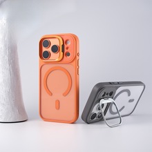 iPhone17PROMAX磨砂肤感镜头支架磁吸手机壳适用苹果16高透保护套
