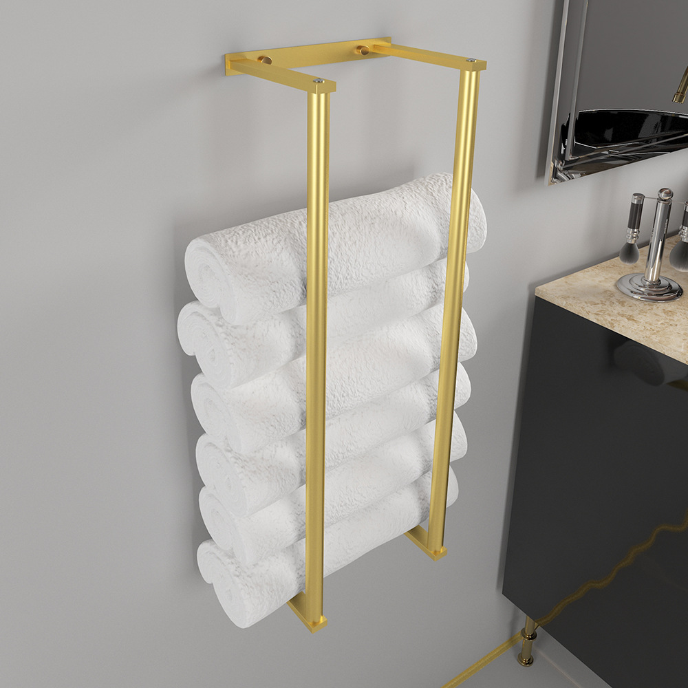 Toallero de acero inoxidable sin perforaciones en la pared del baño simple transfronterizo, estante de almacenamiento de toallas de baño impermeable y antioxidante, personalizado image 3