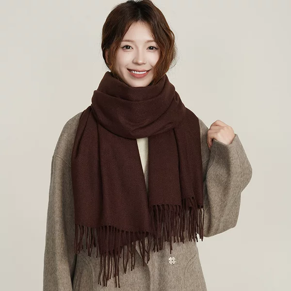 Scarf Winter Women's Imitation Cashmere Artistic Autumn and Winter Thickened Warm Dual-purpose Solid Color Korean Fashion Atmosphere Scarf
