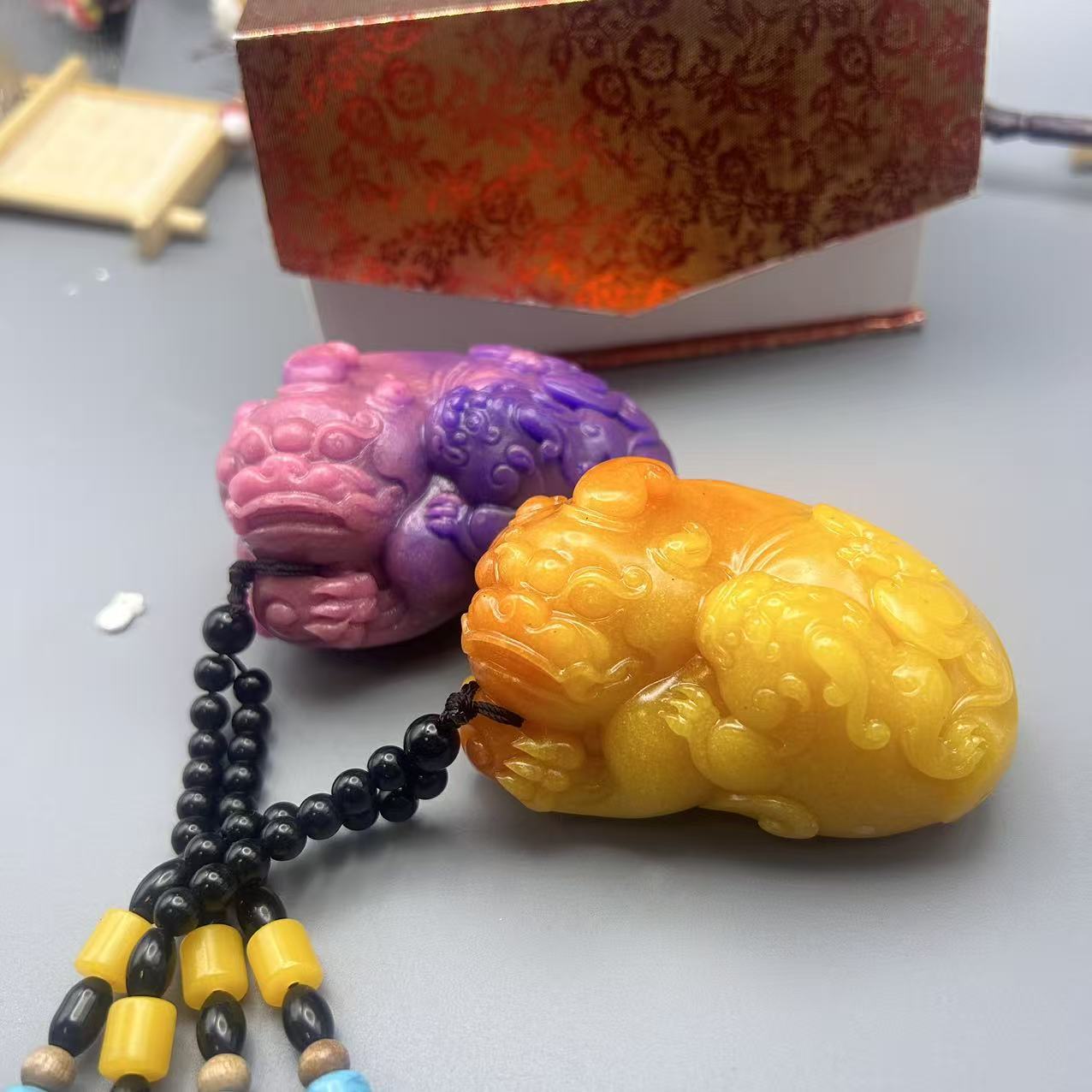 仿黄龙玉貔貅手把件仿古雕件招财摆件饰品手把件工艺品送礼佳品