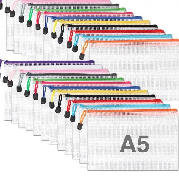 DZ Thickened File Bag Transparent PVC Bag Zipper Bag Mesh File Bag Student Stationery Bag Office Storage