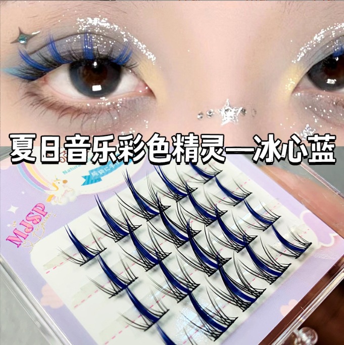 Lindo pestañas moda colorido fantasía color pestañas falsas estilo de chica caliente pestañas auto-Pestaña de moda tridimensional