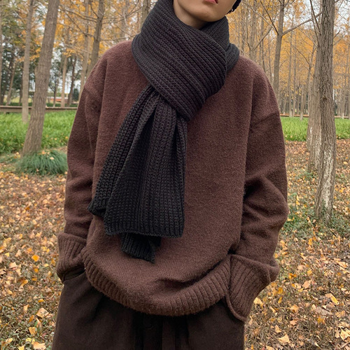 Men's fashion scarf, personalized trendy brand gift for men, birthday gift, men's stylish woolen winter scarf for young people, couple's fashion accessory.
