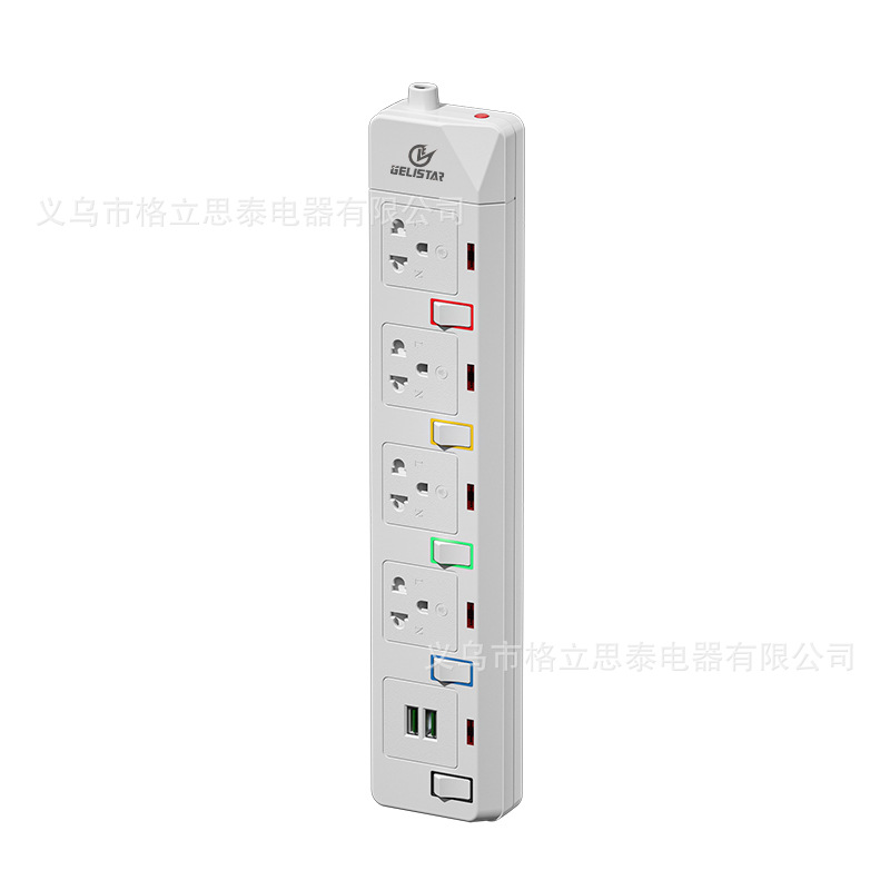 Gelistar新款泰标排插延长线5位带USB多功能泰式插板接线板插座