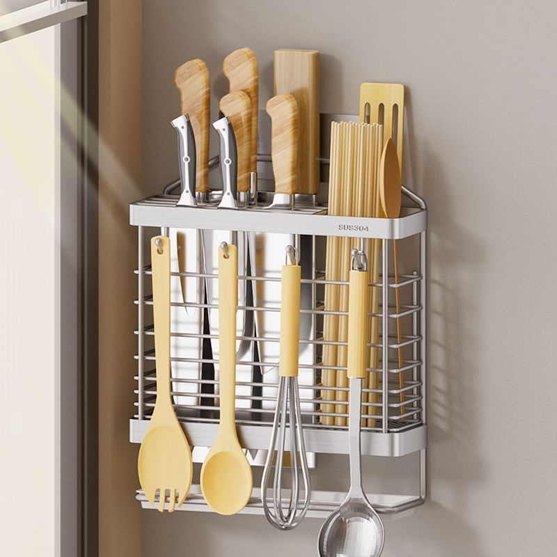304刀架筷笼收纳盒不锈钢厨房置物架家用多功能菜刀筷子筒壁挂式
