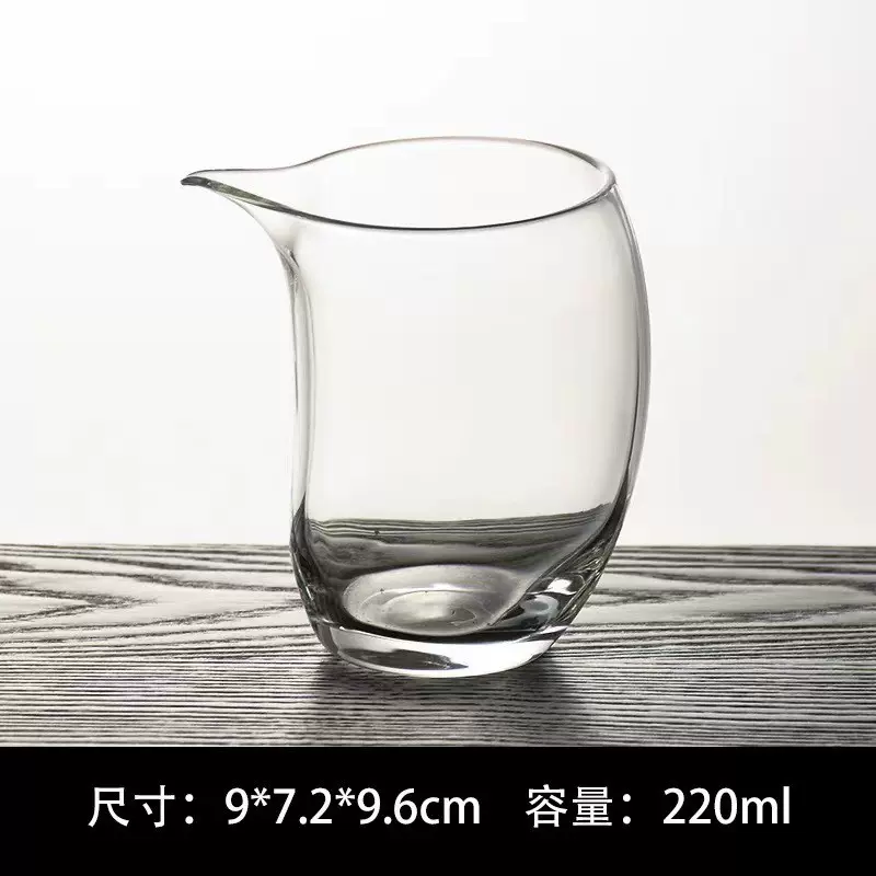 新款加厚玻璃单杯公道杯分茶器耐热功夫茶具弯月茶海透明带嘴
