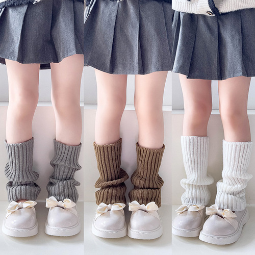 Girls' knitted socks spring and autumn bottoming mid-calf socks Korean version Lolita autumn and winter leggings woolen over-the-knee leg covers