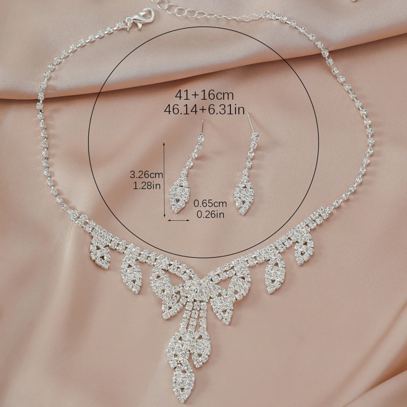 bridal set silver tassel necklace earrings grab chain rhinestone jewelry banquet jewelry set _voghion.com