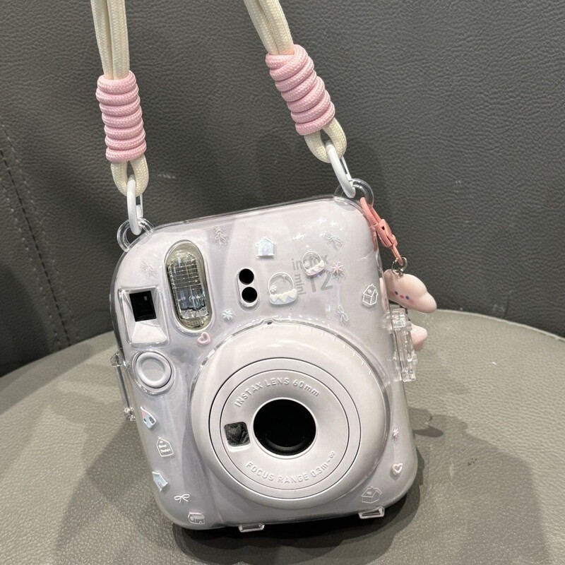 [Mini12 Transparent Shell] Instax Crystal Shell Mini8 Instant Camera Hard Shell Camera Protective Shell Chain