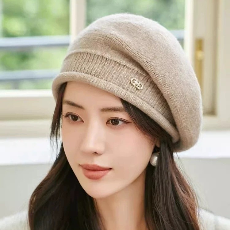 针织贝雷帽子女防寒2025秋冬季百搭时尚保暖洋气护耳毛线帽八角帽|undefined
