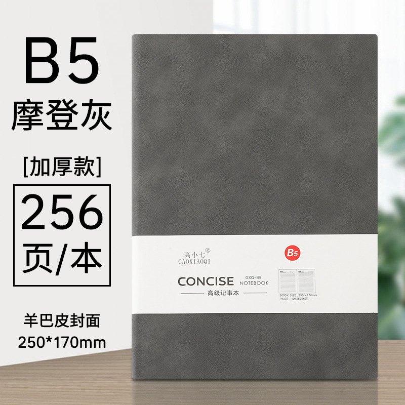 대형 B5 그레이 (128 매, 256 페이지) 양가죽 노트