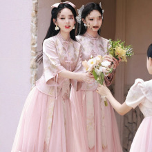 伴娘服中式2025新款国风礼服小个子中国风旗袍姐妹团婚礼伴娘裙女
