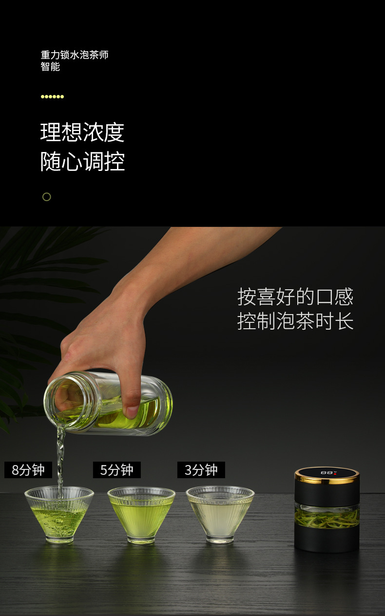 茶水分离玻璃杯高档双层保温杯智能茶杯便携水杯批发礼品泡茶杯子详情9