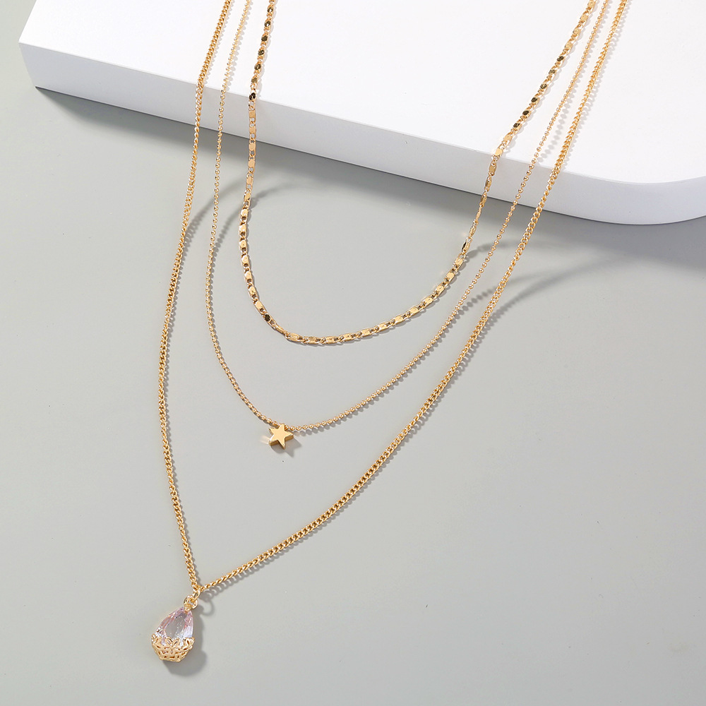 Fashion Water Drop Zircon Multi-layered Necklace Wholesale display picture 3