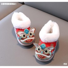 虎头鞋冬天婴儿鞋宝宝1周岁女童绣花鞋小孩冬季加绒手工布鞋软底