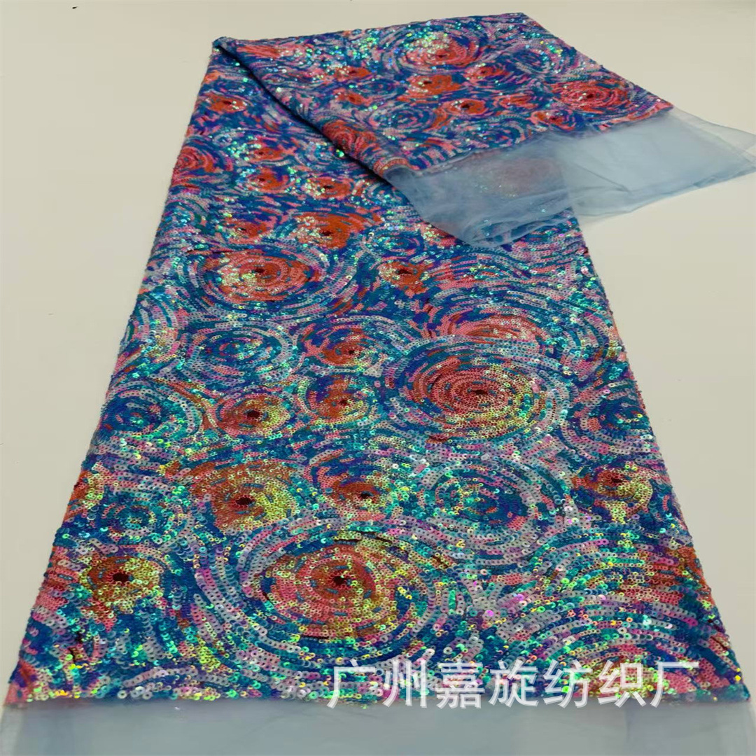 Estrellas de color full-screen sequins cuentas bordadas tela de malla europea y americana ropa de teatro ropa de moda infantil tela