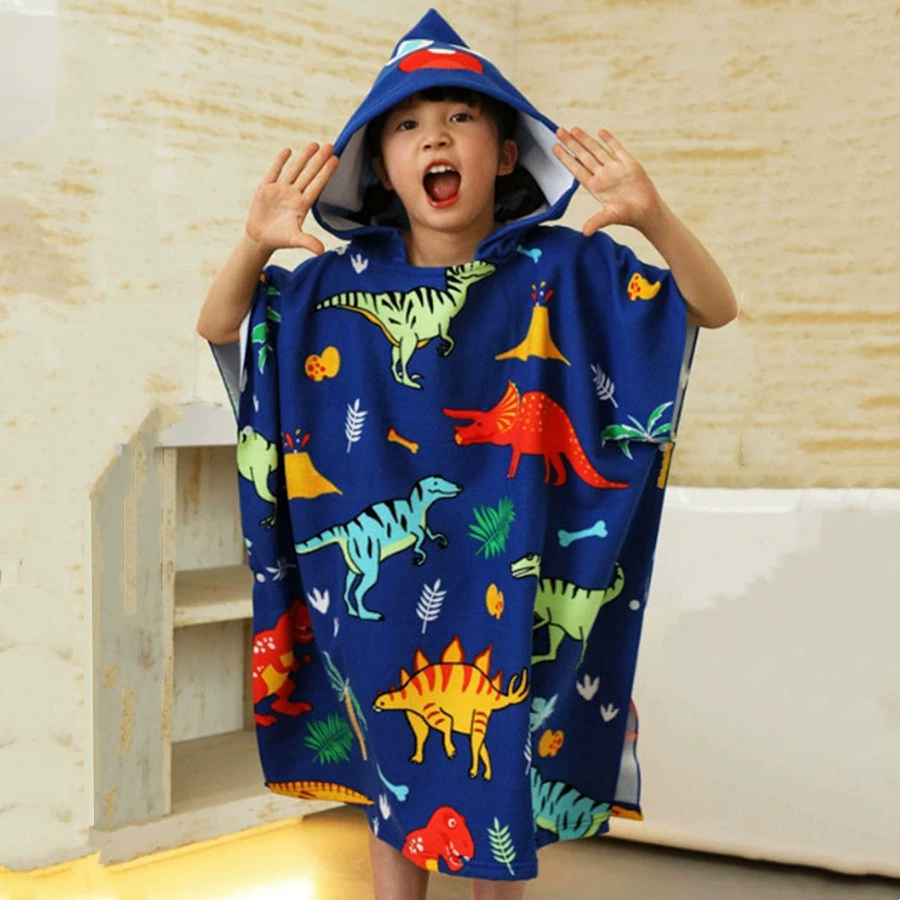 Новый детский носимый банное полотенце халат мультфильм животных детское банное полотенце пляжное полотенце накидка