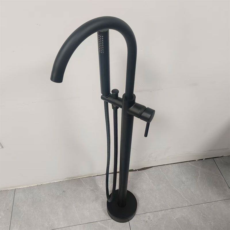 Bathtub Brass Floor-Standing Bathtub Shower Faucet Bathroom Faucet Shower Column Cylinder Side Vertical Floor-Standing Hot and Cold Faucet