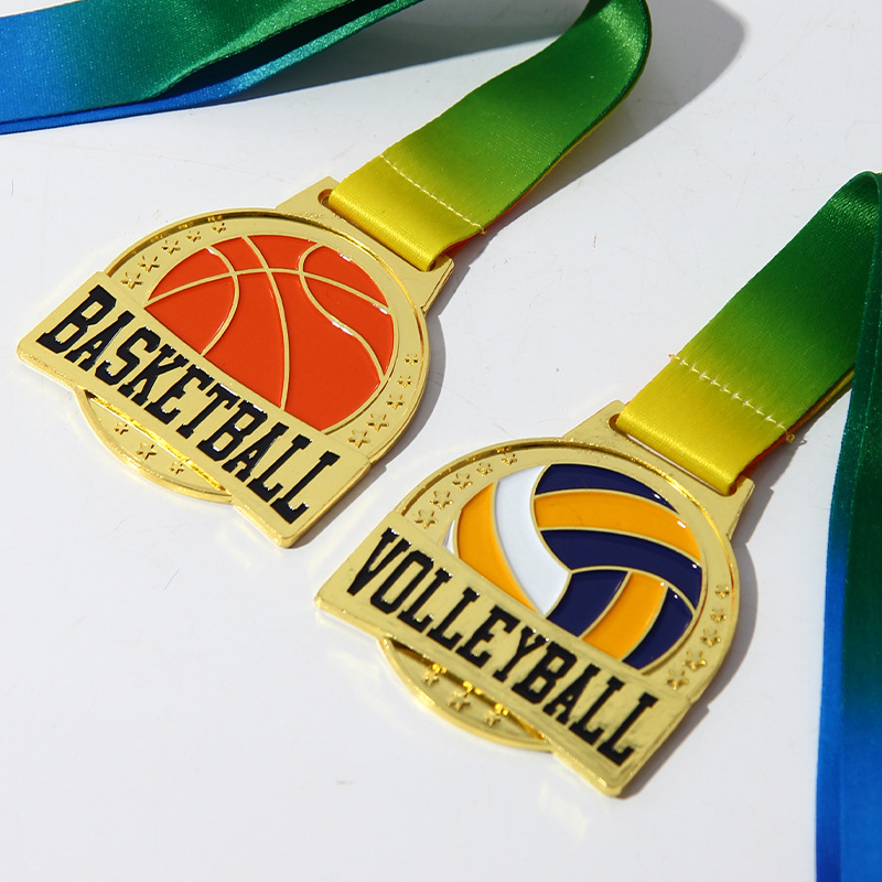 Fábrica personalizada metal pintura medalla baloncesto fútbol voleibol competición deportiva escolar medalla de premios