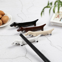 Cute Pet Ceramic Chopstick Holder, Creative Sausage Dog Table Decor, Small Accent for Dining Room, Hotel Table Setting, Restaurant Chopstick Pillow