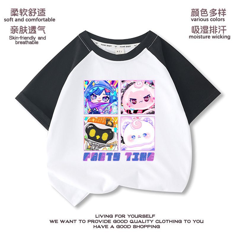 Cute Party Girls' Rulas Short-sleeved T-shirt Summer Thin 2024 New Stylist Girl Stylist Half-sleeved Children