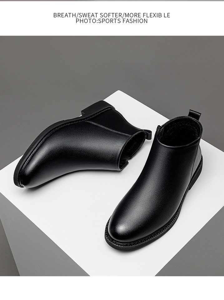 Giày bốt Martin nam cổ cao da lộn lót lông giữ ấm, đế cao su gót 3–5 cm — Giày bốt đơn ZW91229 màu đen, ZW91229 nhung đen chi tiết 5