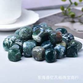 天然水草玛瑙滚石颗粒 香薰石水晶大颗粒原石扩香石消磁石批发
