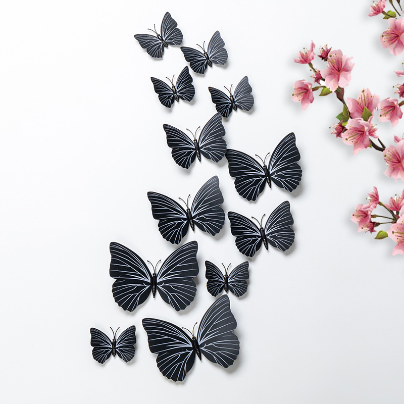 Etiqueta engomada de pared tridimensional 3D simulación mariposa pvc plástico color mariposa imán imán refrigerador decoración del hogar de alta calidad