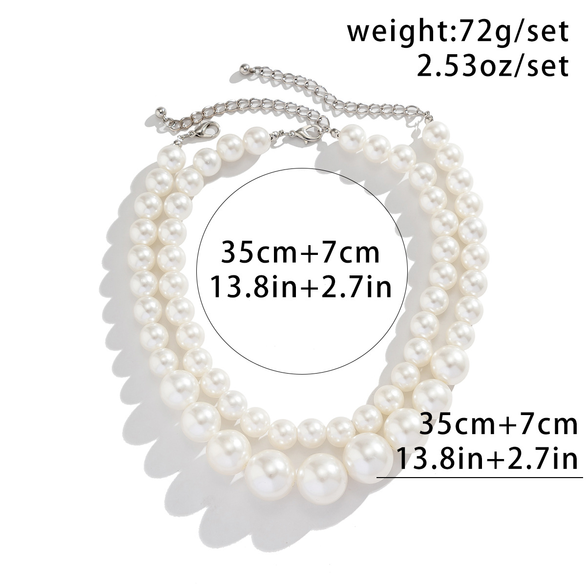 Collier ras de cou rétro exagéré grandes perles multi couches_voghion.com