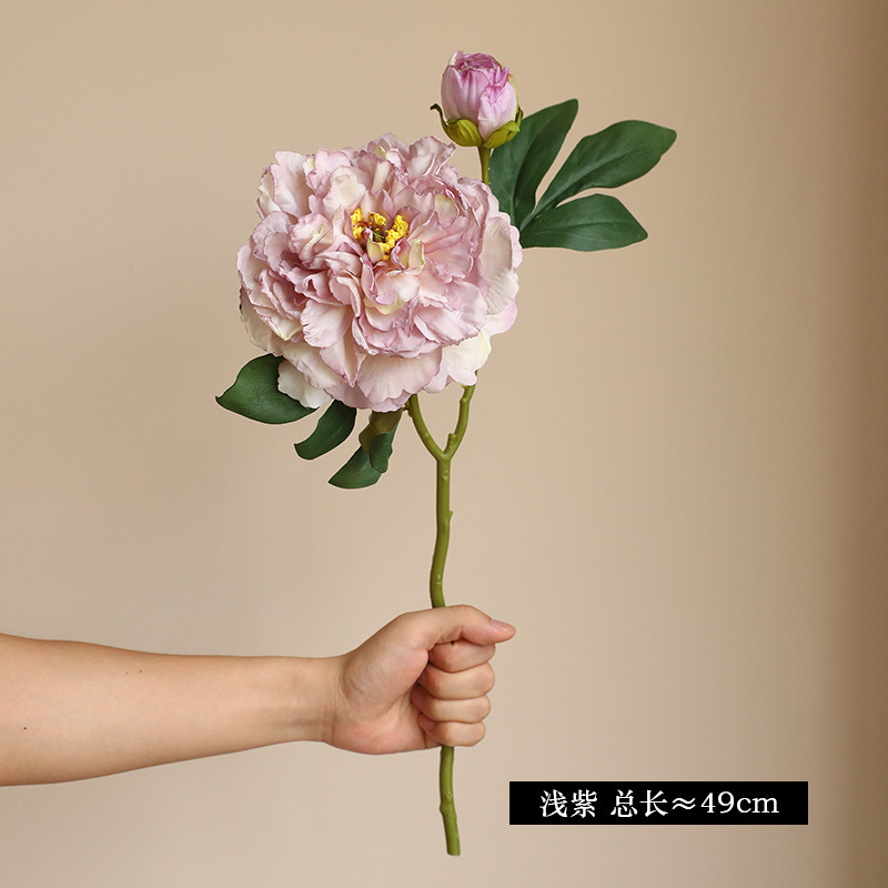 Flores de simulación de 2 flores de peonía de borde de coco, flores de loto falsas, decoración de escritorio de la casa nórdica, pintura al óleo de peonía falsa