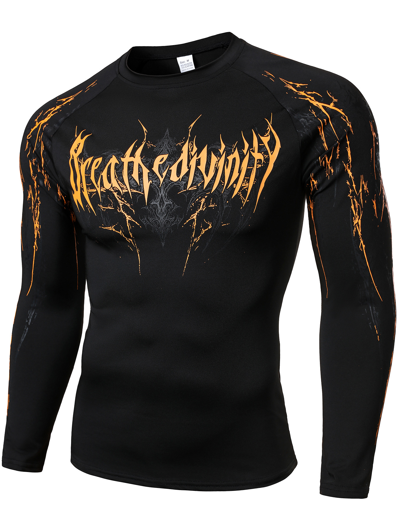 Men's Dark Style Skull And Thorn Print Long Sleeve T-Shirt Tight Fitting Quick Drying Fitness Sportswear American High Street_viptrois.com