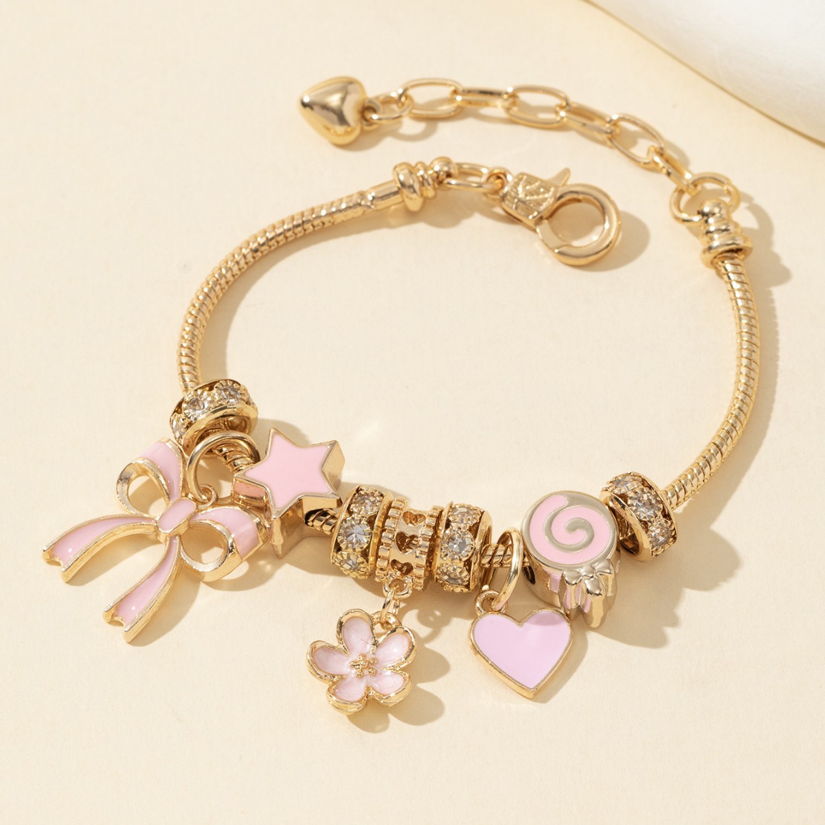 Panjia pulsera belleza transfronteriza DIY cuentas arco rosa amor lollipop colgante de flores joyas de moda
