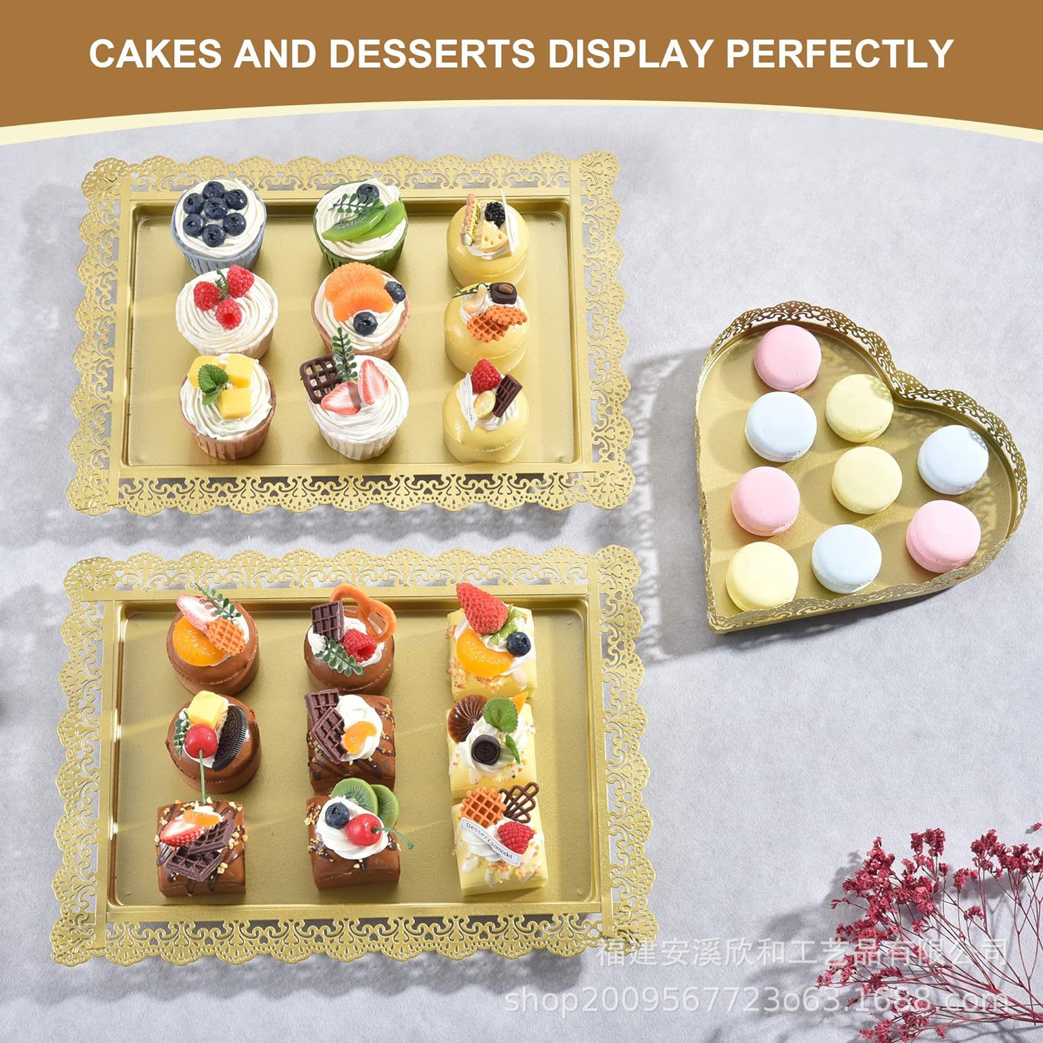 Creativo estilo europeo oro hueco estante de pastel de boda props mesa de postres decoración de postres tienda de postres refrigerio combinación de estante de pastel