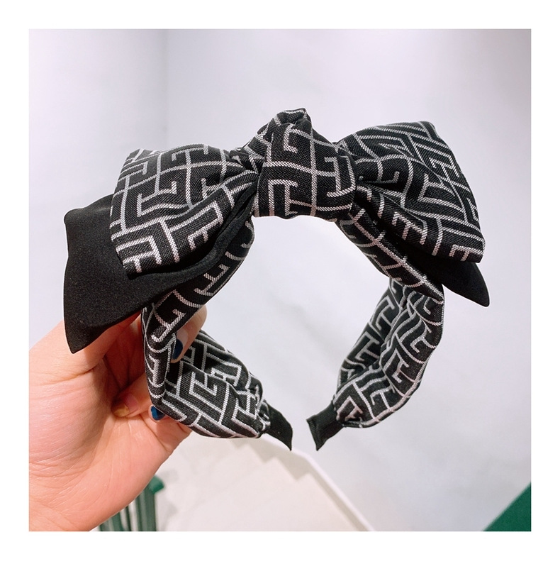 Double-layer Color  Big Bow Abstract Printing Character Headband display picture 14