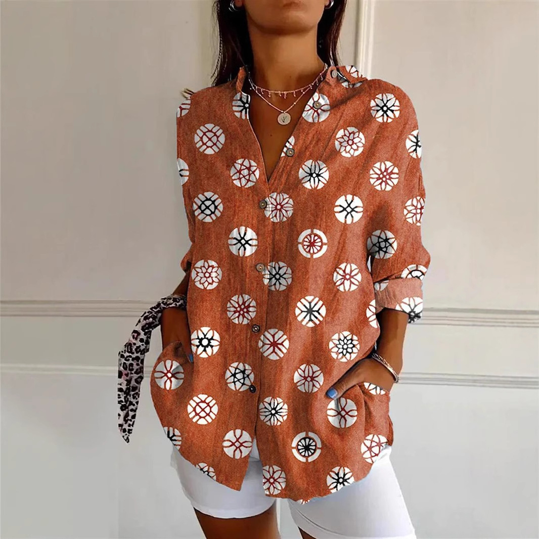 (2개) 우아한 긴 소매 여성 셔츠 여성 3D 인쇄 여름 캐주얼 라 느슨한 셔츠 큰 크기 탑