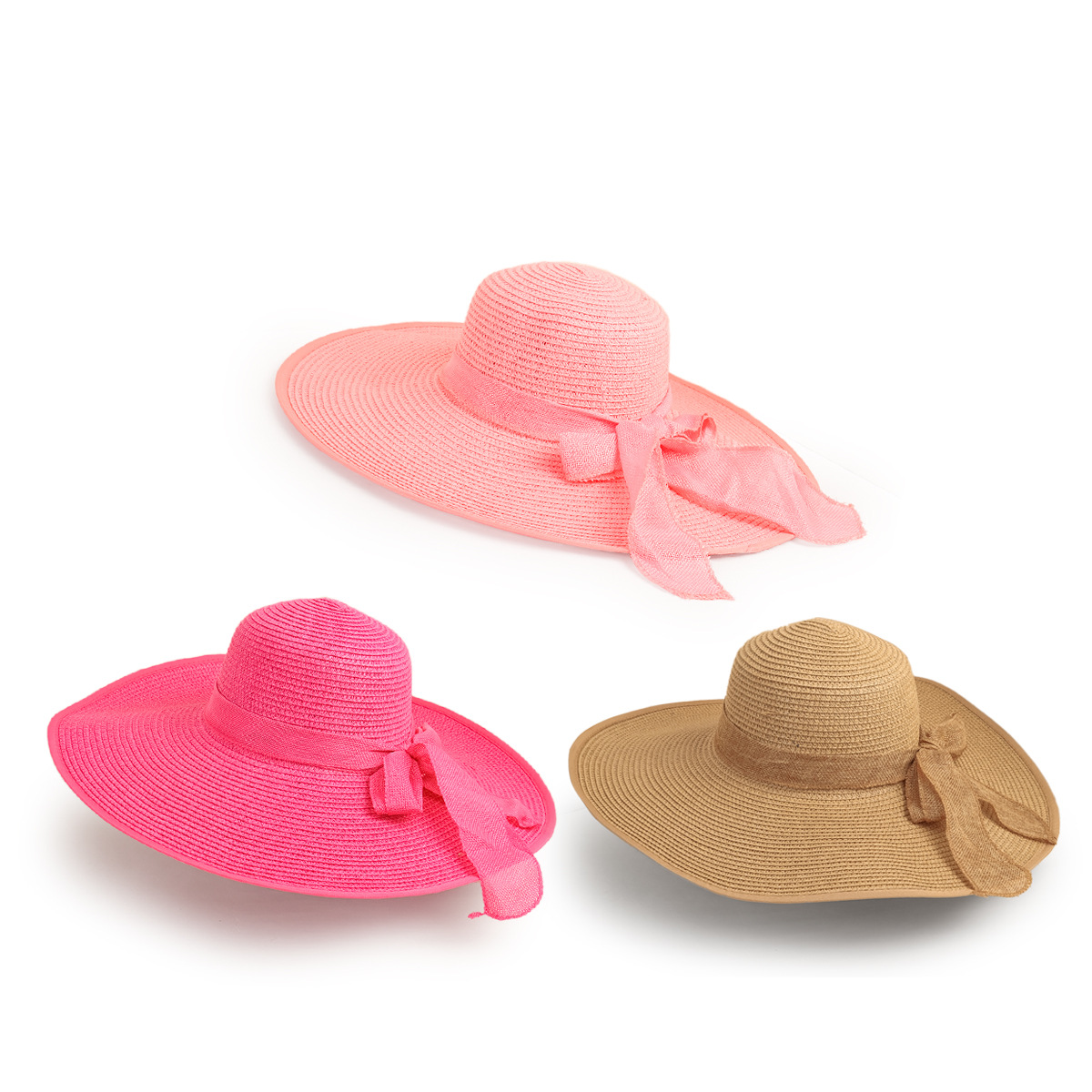 Estilo coreano de moda de color sólido ala grande a prueba de sol de ala ancha arco Sombrero de paja a prueba de sol playa versátil casual sombrero para el sol sombrero fresco