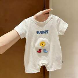 薄款婴儿纯棉衣服夏季超萌宝宝短袖外出连体衣夏装爬服洋气哈衣