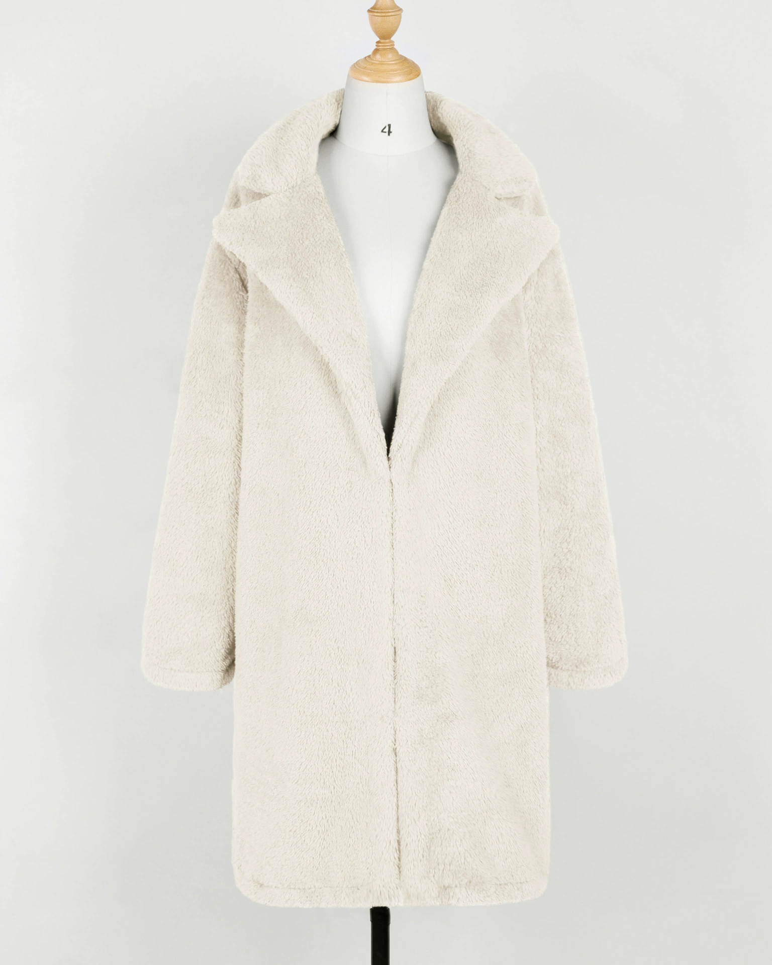 Demi‑season long‑sleeve coat, oversized teddy faux‑shearling, 2018 style, S–XXXL