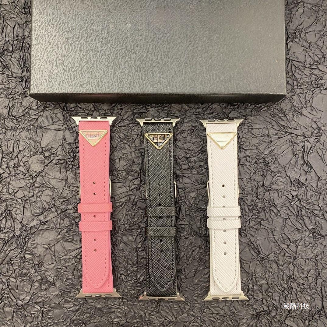 Fashionable Brand Suitable for Apple 49 Watch Strap 45 Cross Pattern Leather Watch Strap 38Iwatch40 Leather Bowl Strap 44mm