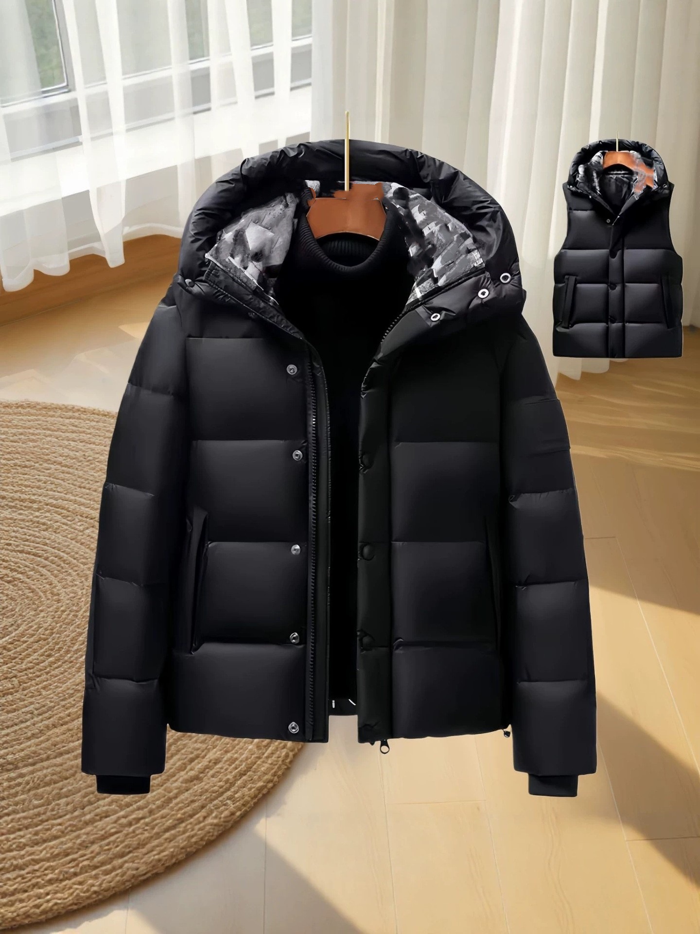 men's classic fashionable keep warm detachable hat with hood