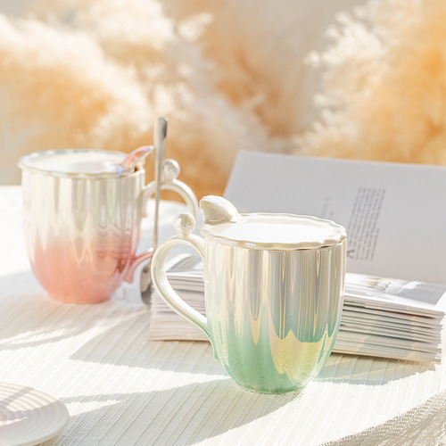 Mug ins cup ceramic cup with lid spoon high-value gift office water cup couple coffee cup wholesale