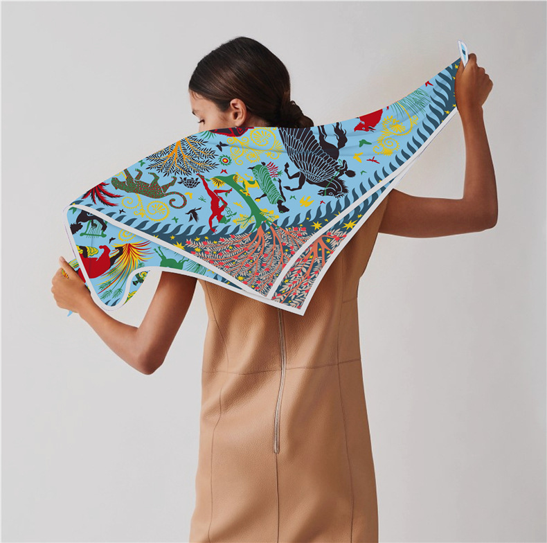 Scialle sottile da donna in twill di seta stampato in stile etnico, sciarpa alla moda per la mamma, sciarpa quadrata_voghion.com