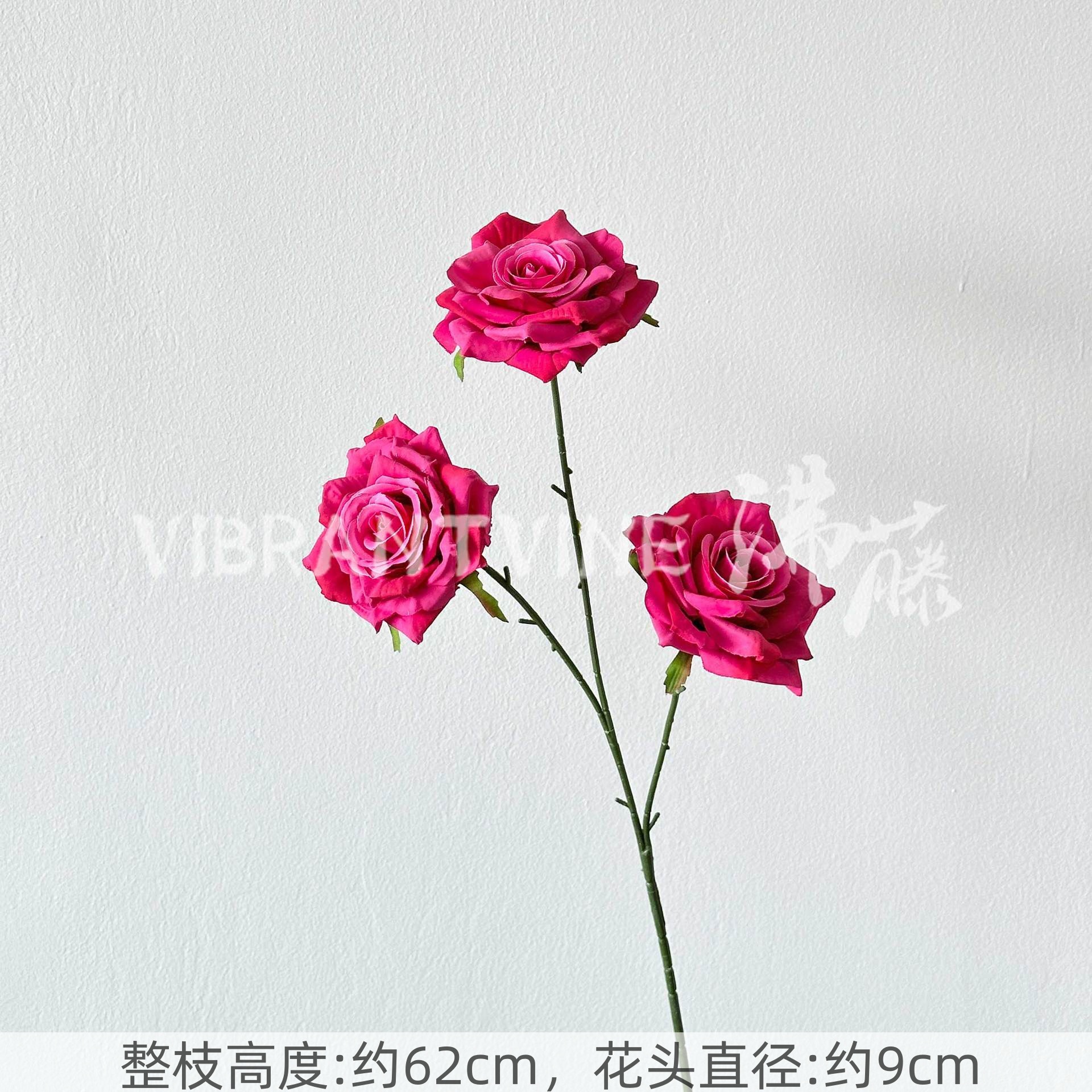 Rose red 3-head camellia rose