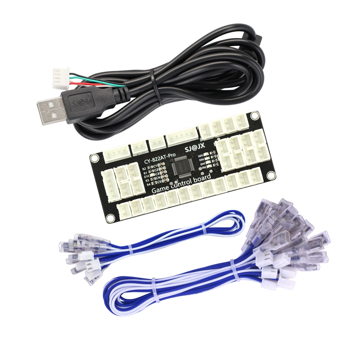 Arcade joystick chip circuit board single -player four -player four -person game multiple expansion port support macro function