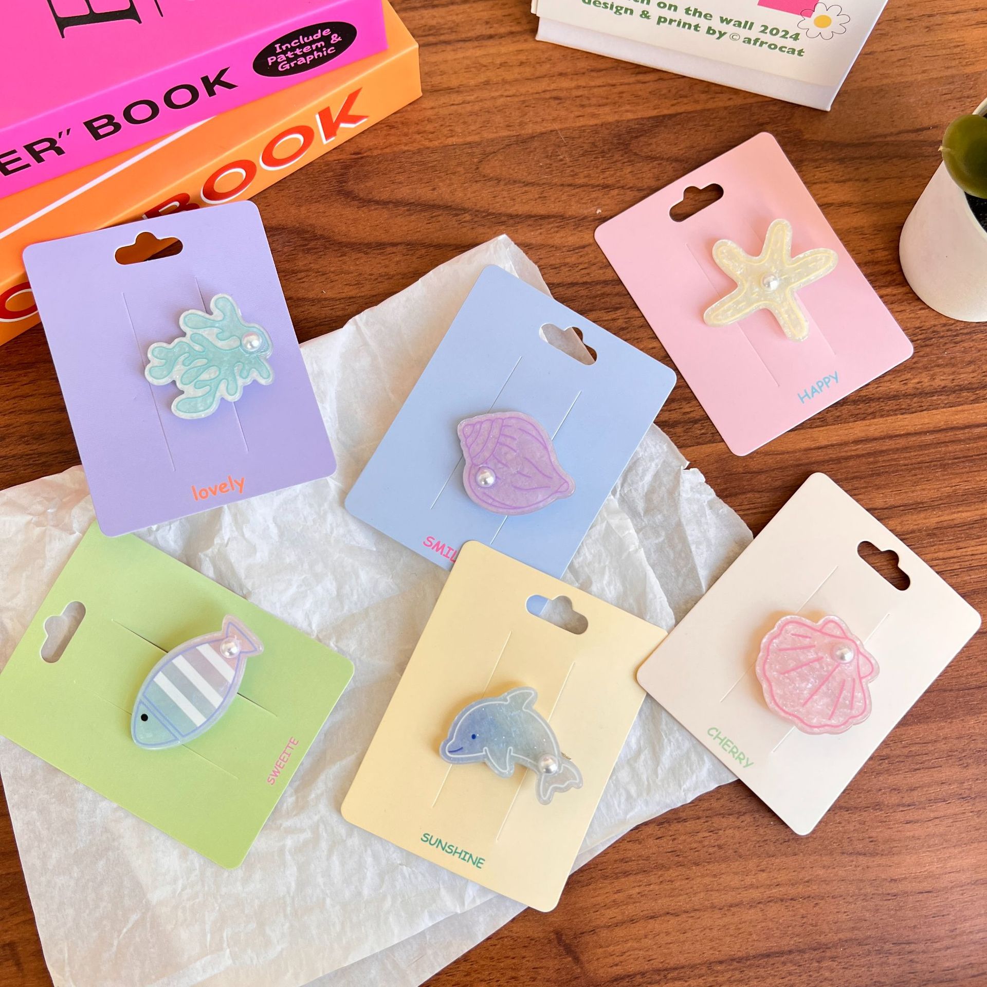 海洋系列亞克力海星貝殼髮夾少女甜美珍珠鴨嘴夾發卡劉海邊夾髮飾