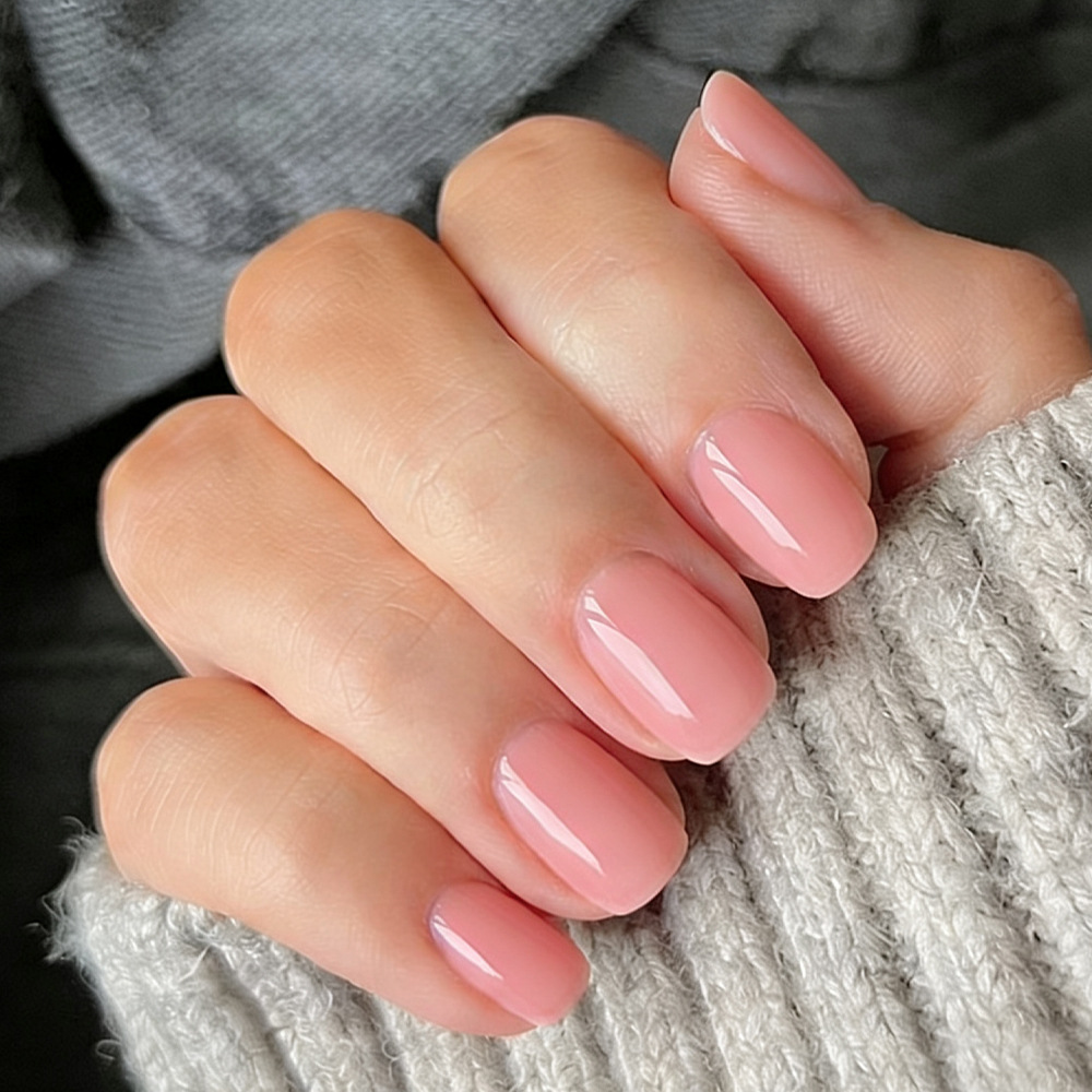 Comercio exterior polvo desnudo cara brillante usar uñas de viaje diario simple claves blanqueadoras 24 piezas de uñas falsas de estilo europeo y americano