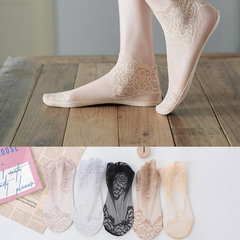 大玫瑰花邊蕾絲中筒襪隱形淺口棉底透氣短襪防勾絲防滑防脫隱形襪