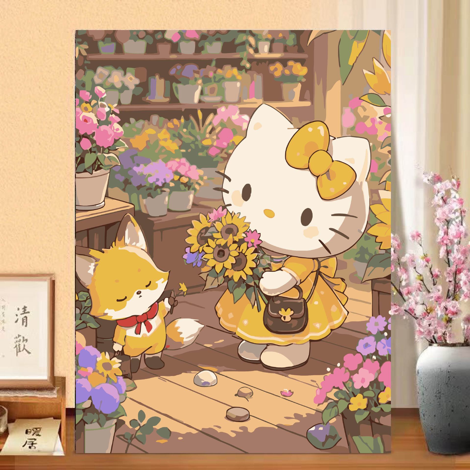 hellokitty pintura al óleo digital de alto valor de color hecha a mano di relleno de relleno de color meditación pintura de descompresión pintura al óleo pintada a mano