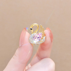 Delicate Mini Swan Anti-Bleed Pin for Women - High-End Lapel Pin, Sweet Japanese Cute Boutonniere for Suit and Shirt
